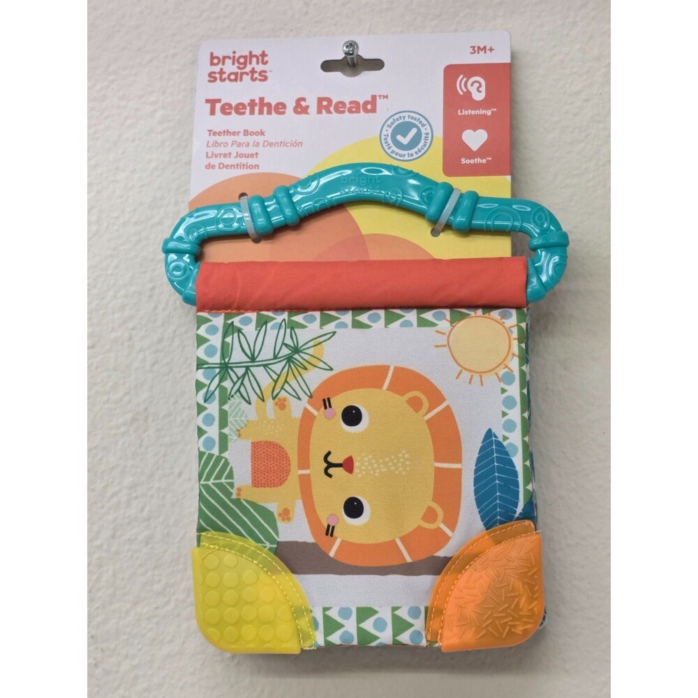 Bright Starts Teethe & Read Soft Book - Sensory Crinkle Baby Toy & Teether